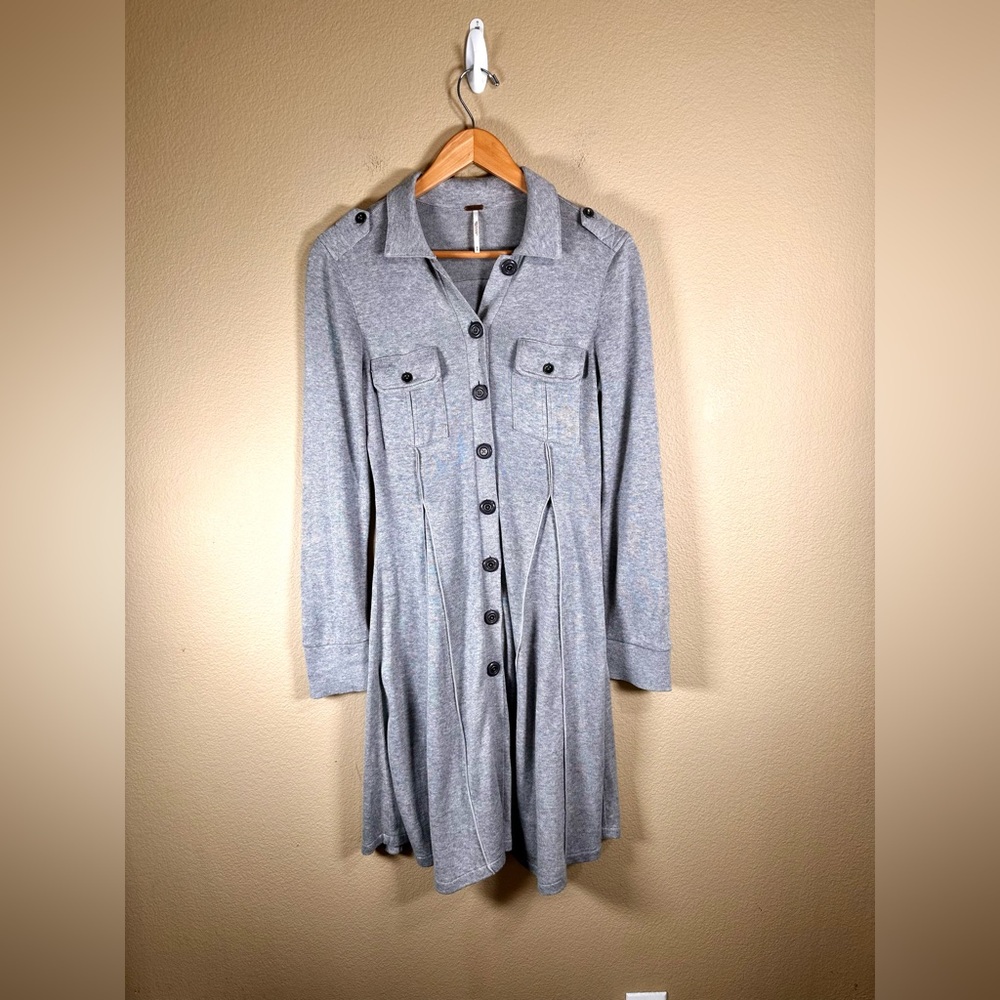 Free People Sweater Dress/Jacket/Cardigan Gray Button Down Long Sleeve - Picture 2 of 12